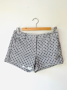 J. Crew Adorable Black & White Geometric Pattern Eyelet Shorts - Size 2